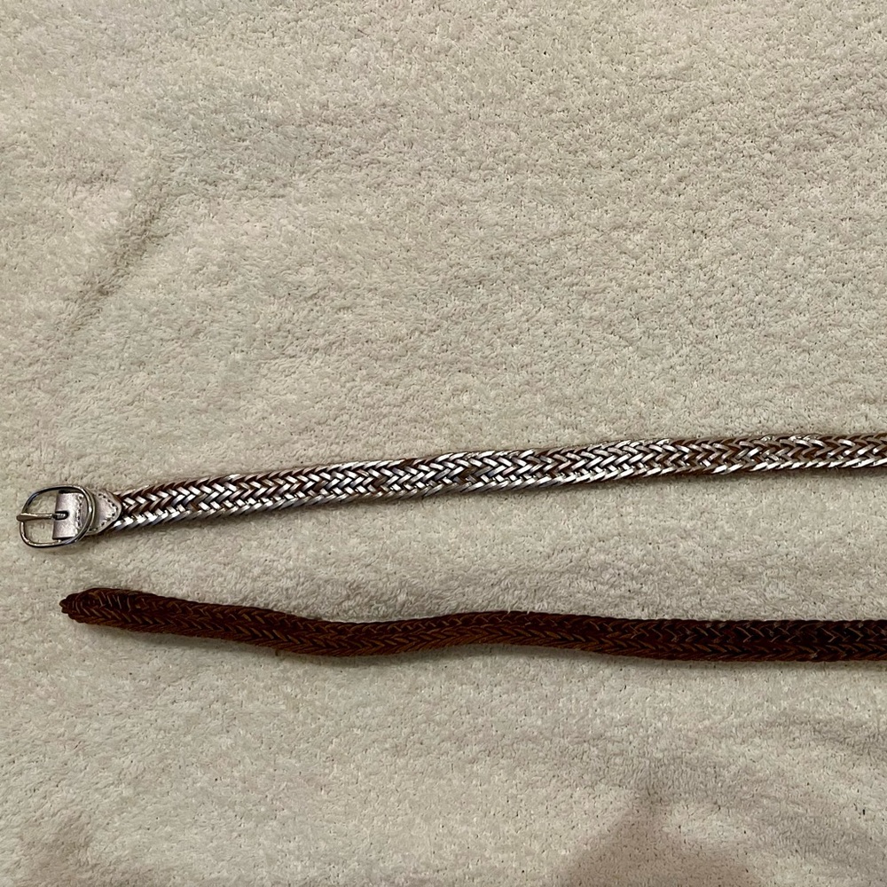 Brown leather with silver accents belt
